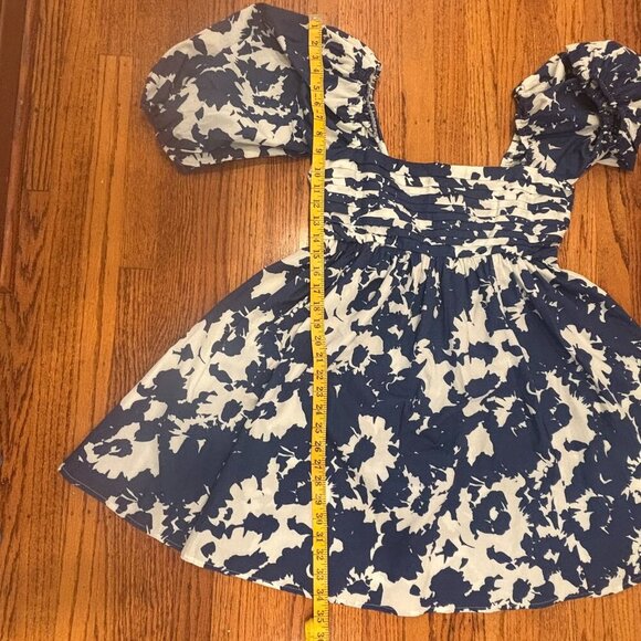 A&F Emerson Poplin Puff Sleeve Mini Dress - Navy and White - Size Medium - Picture 10 of 10